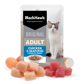 Black Hawk Original Adult Chicken & Seafood in Gravy Wet Cat Food