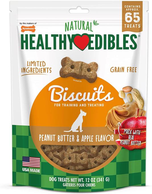 Nylabone Healthy Edibles Biscuits Peanut Butter & Apple Dog Treats - Product Image