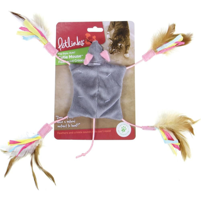 Pet Links Cutie Mouse Long Legged Crinkle Toy Assorted - Product Image 1