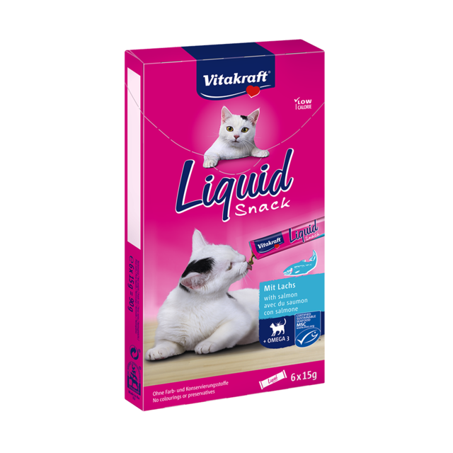 Vitakraft Liquid Snack with Salmon & Omega-3 Cat Treats - Product Image