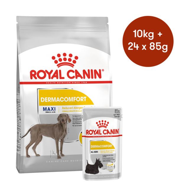 Royal Canin Maxi Dermacomfort Dry + Wet Dog Food Bundle - Product Image