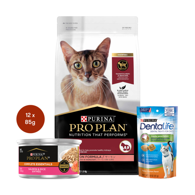 Pro Plan Adult Salmon Cat Food & Treats Bundle - Product Image