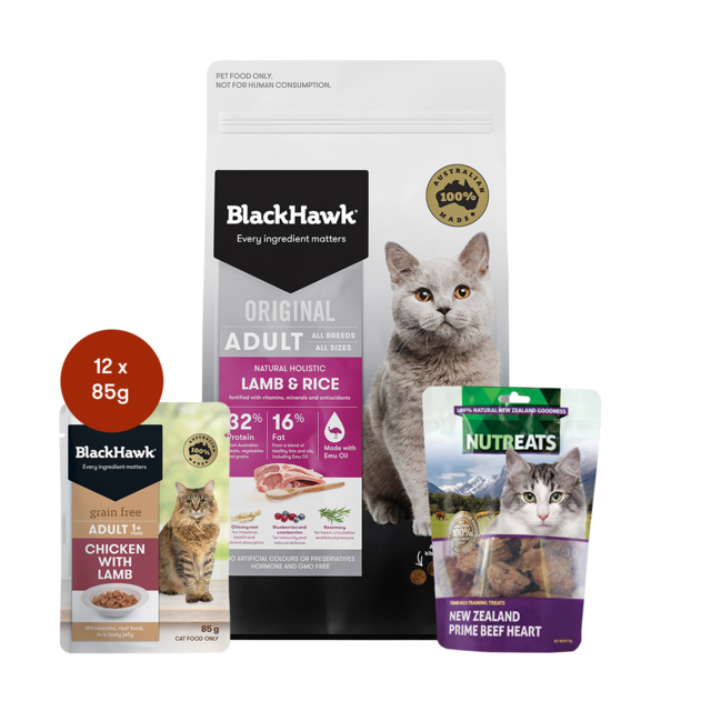 Black Hawk Adult Lamb Cat Food & Treats Bundle - Product Image