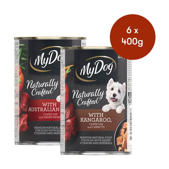 My Dog Naturally Crafted Beef, Capsicum & Green Beans + Kangaroo, Capsicum & Carrots Wet Dog Food Mixed Bundle - Product Image