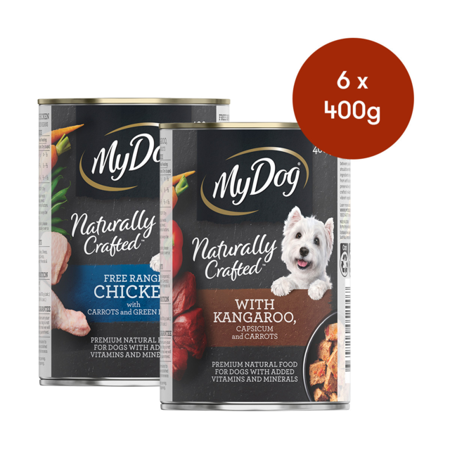 My Dog Naturally Crafted Chicken with Carrots & Green Beans + Kangaroo, Capsicum & Carrots Wet Dog Food Mixed Bundle - Product Image